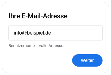 Gmail: E-Mail-Adresse eingeben, Beispiel info@beispiel.de