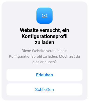 iOS: Safari fragt, ob ein Konfigurationsprofil geladen werden darf